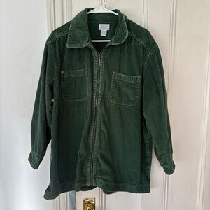 Vintage Green Corduroy Full-Zip Jacket
